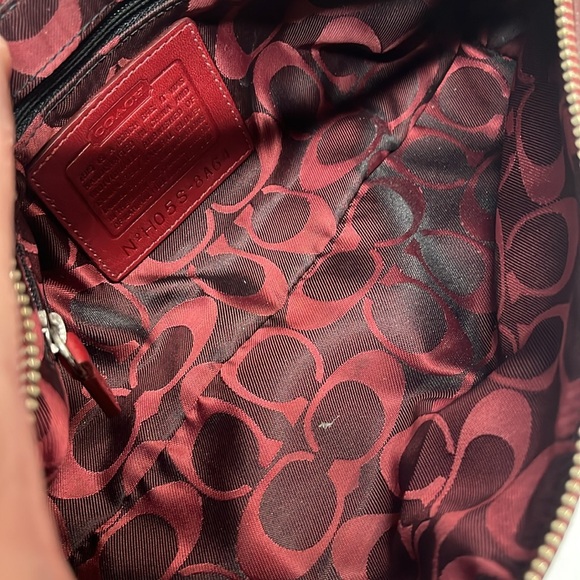 Coach 8A64 Hampton Mini Baguette Vintage Handbag Red Leather - Picture 10 of 10